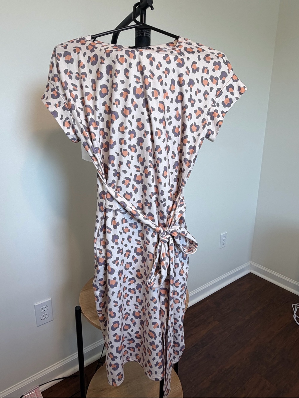 Women’s Leopard Print Tie-Waist Dress in Beige and Brown - Picture 1 of 6